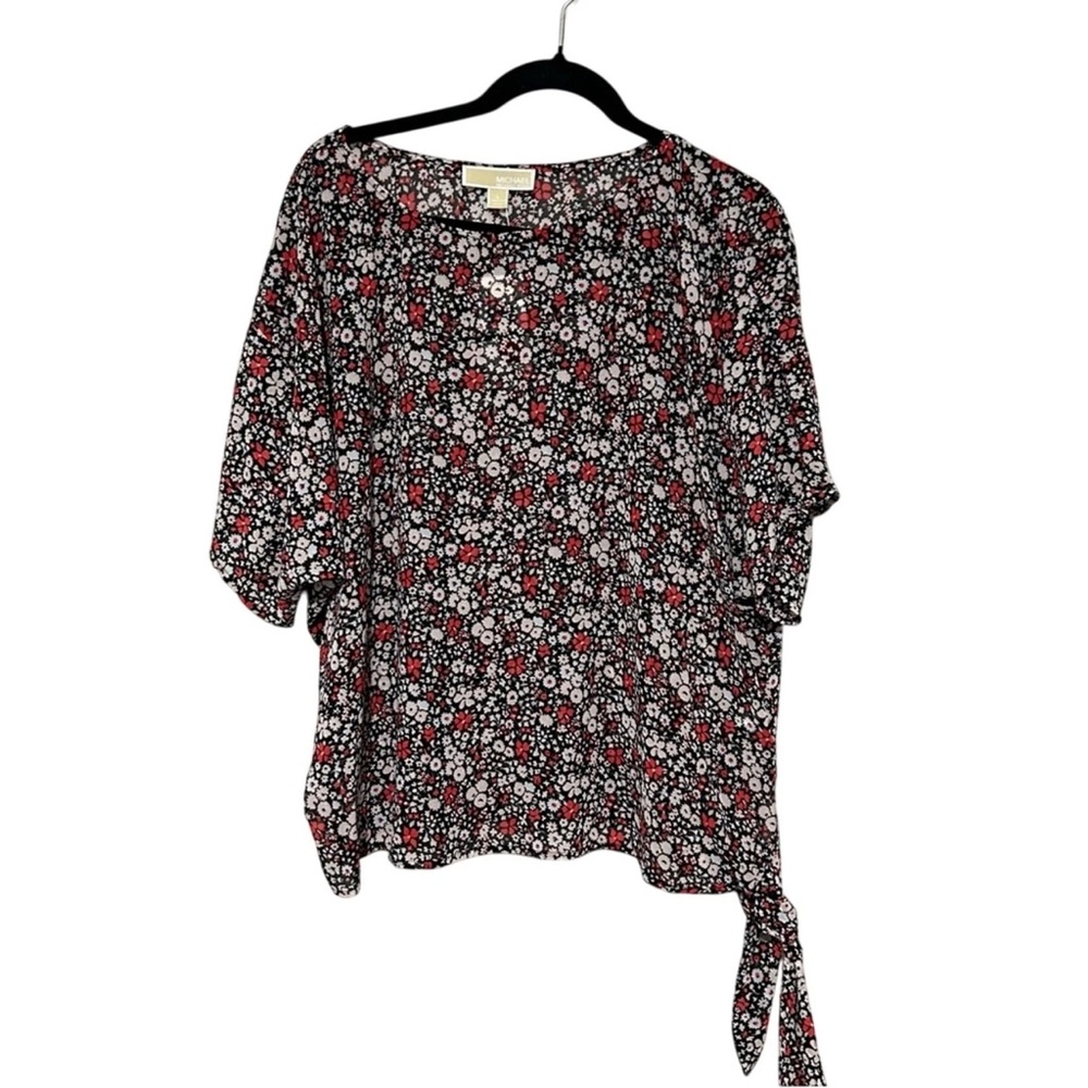 Michael Michael Kors NWT Floral Blouse Black Red Size Large